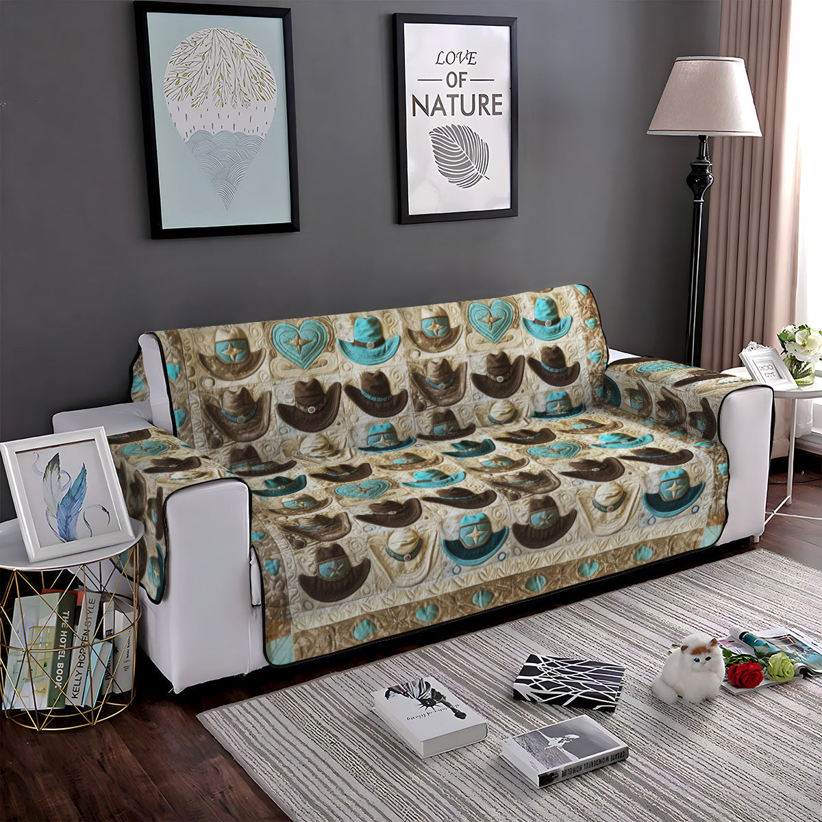 Cowboy Charm Quilted Sofa Cover Sofa Cushion Covers Special Birthday Gift for Dad