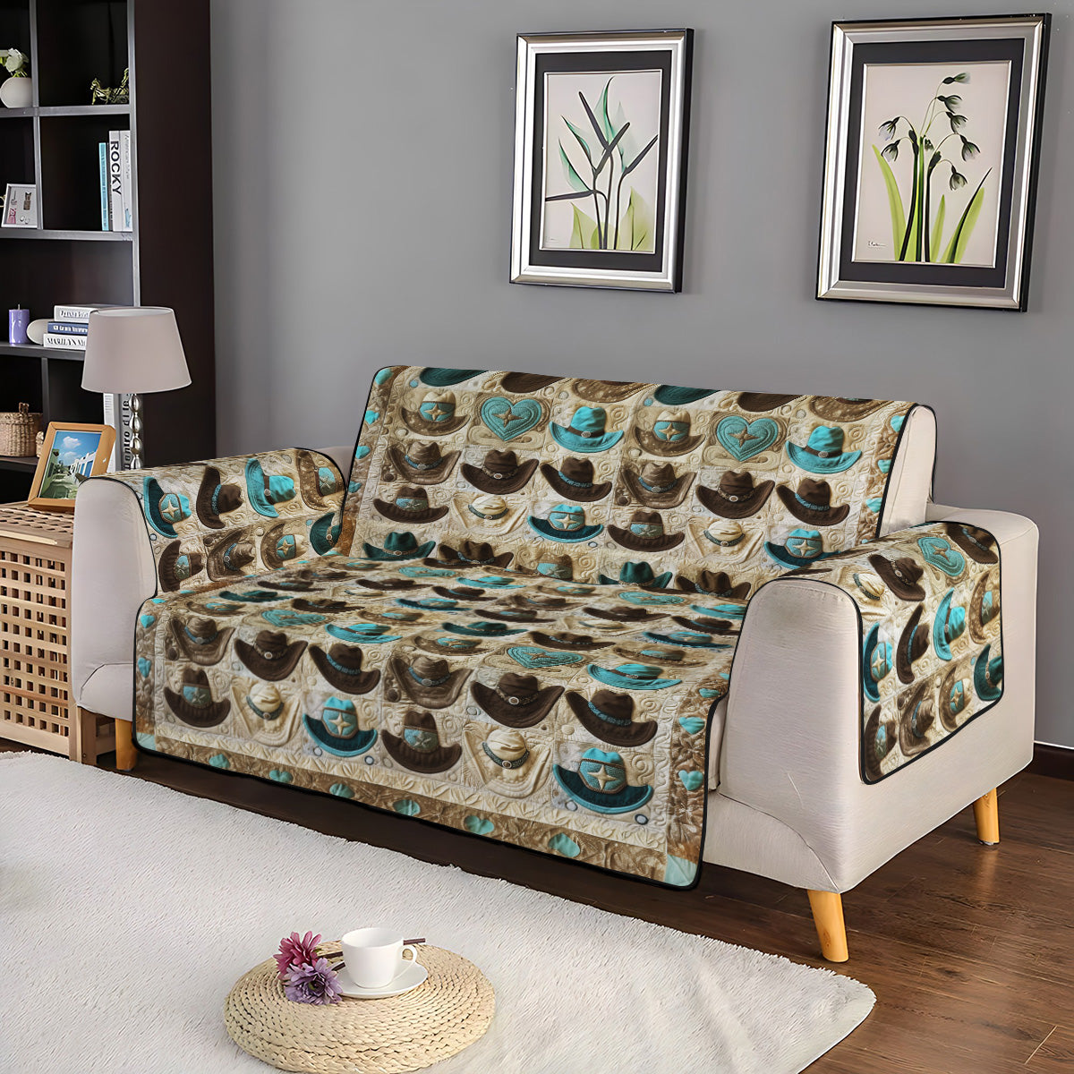 Cowboy Charm Quilted Sofa Cover Sofa Cushion Covers Special Birthday Gift for Dad