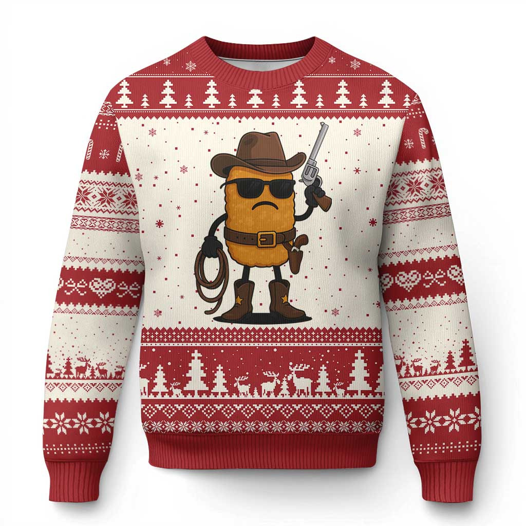 Cowboy Chicken Nugget Ugly Christmas Sweater Funny Food Gift For People Who Love Nugget