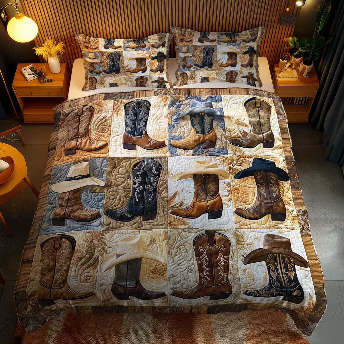 Cowboy Collection Holiday Xmas Quilted Bedding Set Cool Christmas Gifts For Men