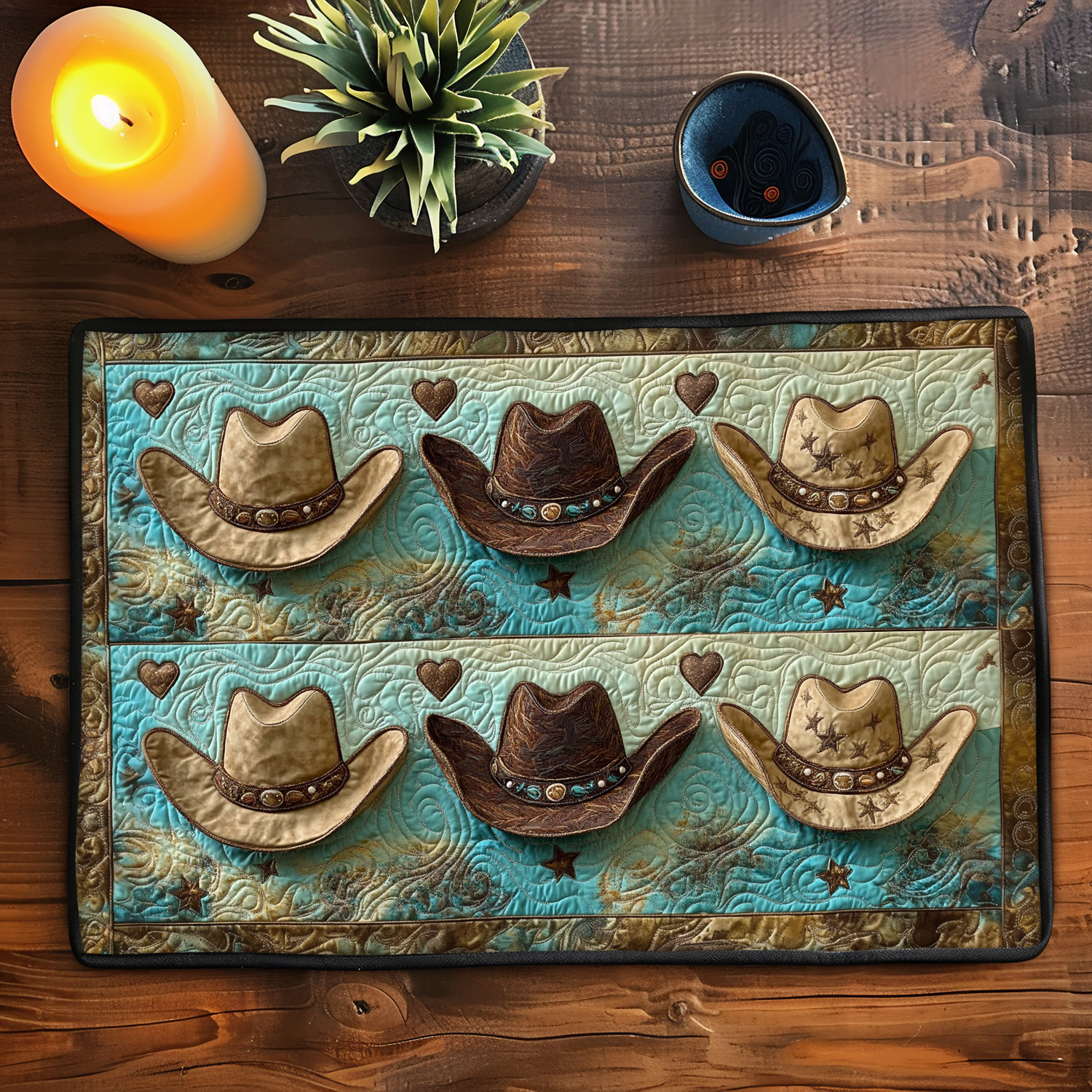 Cowboy Collection Quilted Placemat Christmas House Decor Hummingbird Themed Gifts