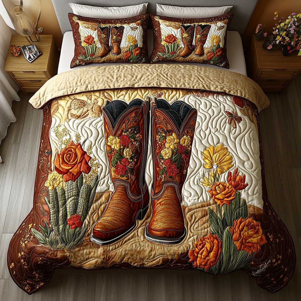 Cowboy Comfort Quilted Bedding Set Christmas Duvet Sets Gifts For Cowboy Husband