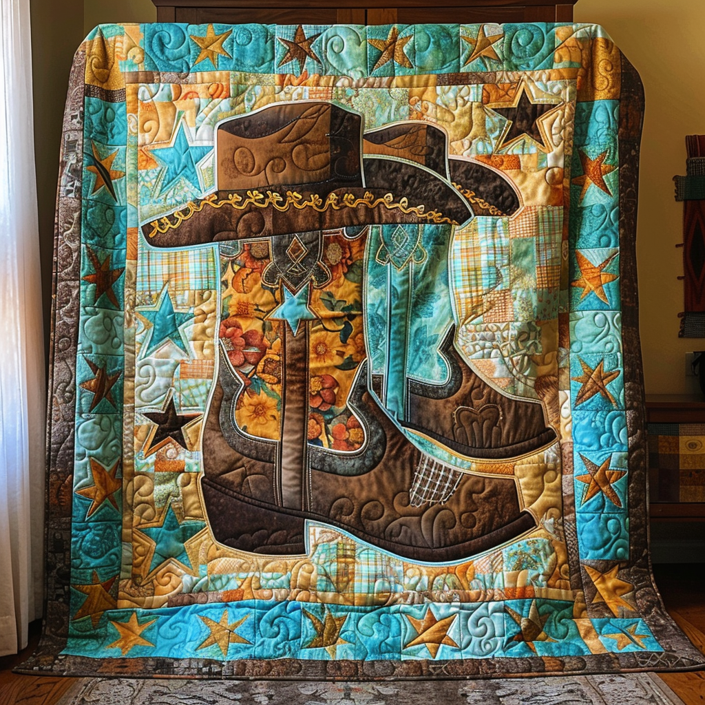 Cowboy Essentials Quilted Blanket Gift For Cow Lover