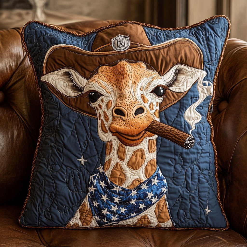 Cowboy Giraffe Quilt Pillow Case Cozy Microfiber Pillowcase for Daily Comfort