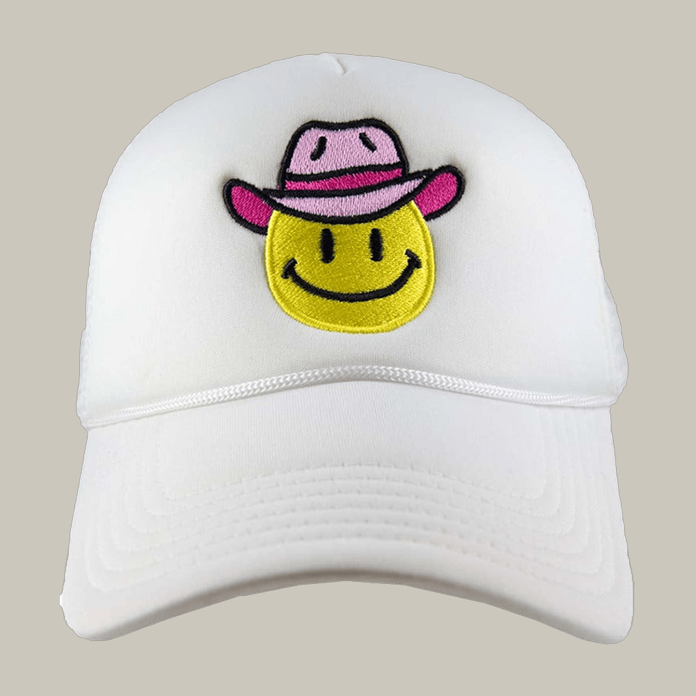 Cowboy Happy Face Foam Hat Funny Smiley Face Baseball Cap Cool Present For Girlfriend