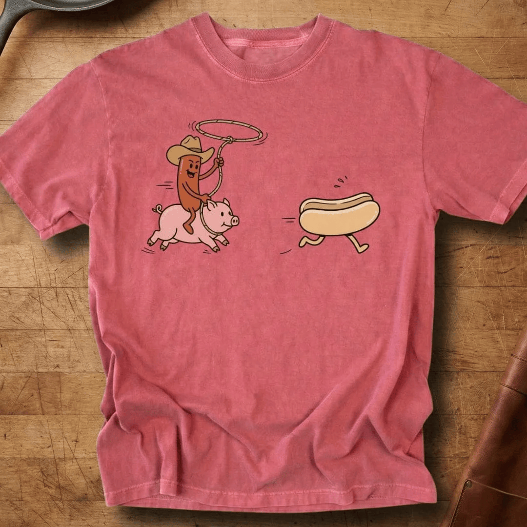 Cowboy Hot Dog Rides Pig T-Shirt Runs Away Merch Gifts For Bestie