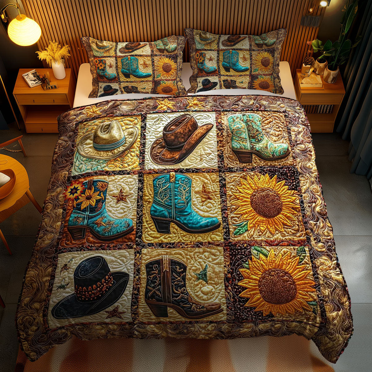 Cowboy Pride Holiday Xmas Quilted Bedding Set Unique Christmas Gift For Wife