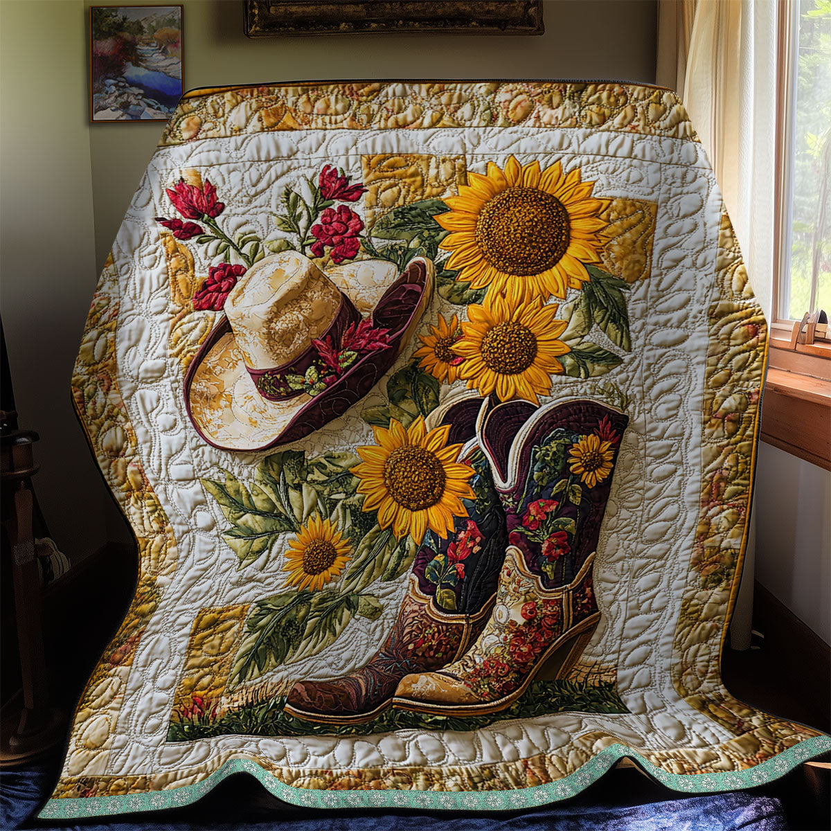 Cowboy Quilt Blanket Christmas Throws Cow Christmas Gift