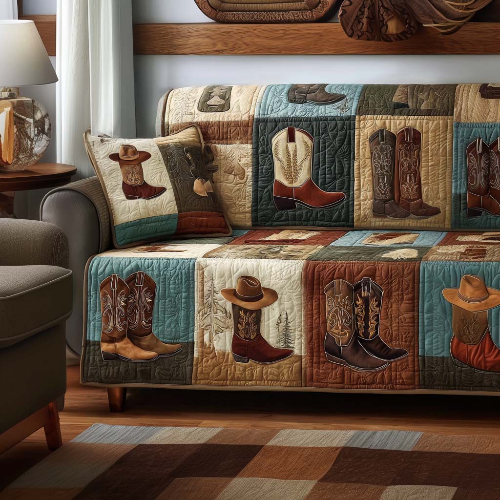 Cowboy Quilted Sofa Cover Large Sofa Cover Religious Gifts For Mom