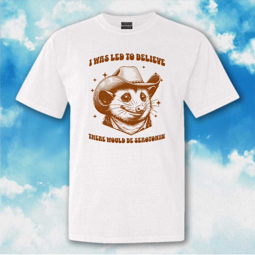 Cowboy Raccoon I Was Led To Believe There Would Be Serotonin Shirt Funny T-Shirt Sayings Cowboy Raccoon I Was Led To Believe There Would Be Serotonin Shirt Funny T-Shirt Sayings