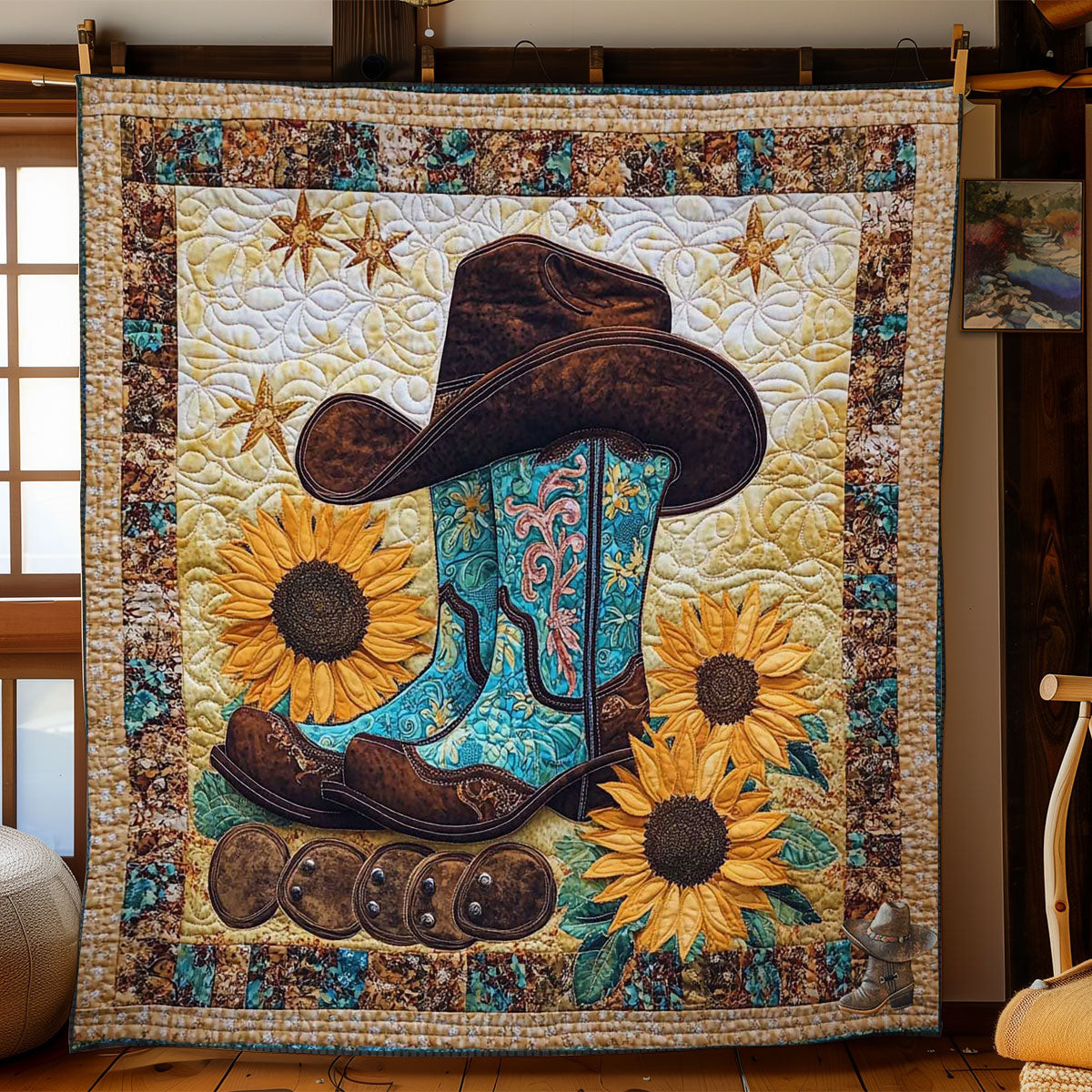 Cowboy Roots Holiday Christmas Quilt Blanket Western Cowboy Gifts For Dad