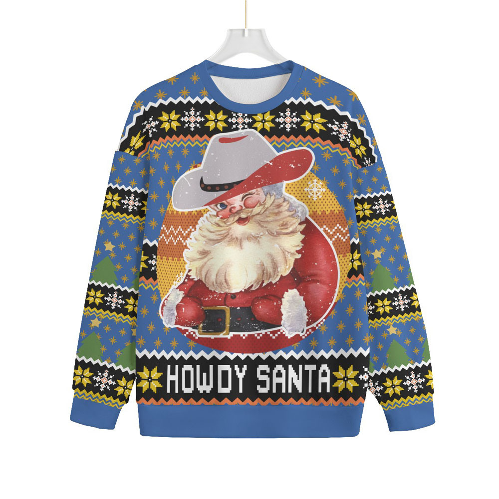Cowboy Santa Men Big And Tall Christmas Sweater Best Gift Idea for Christmas Enthusiasts