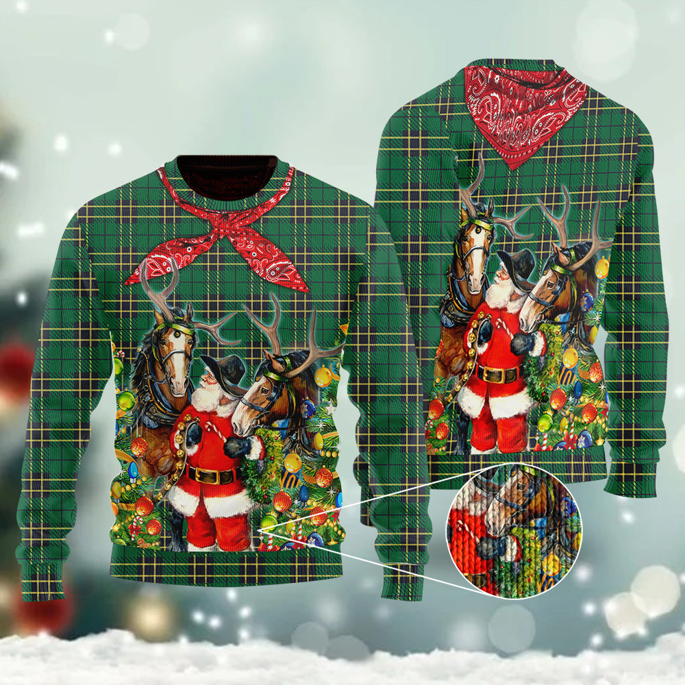 Cowboy Santa Style Ugly Christmas Sweater Funny Xmas Holiday Jumper Gifts For Cowboy Lover