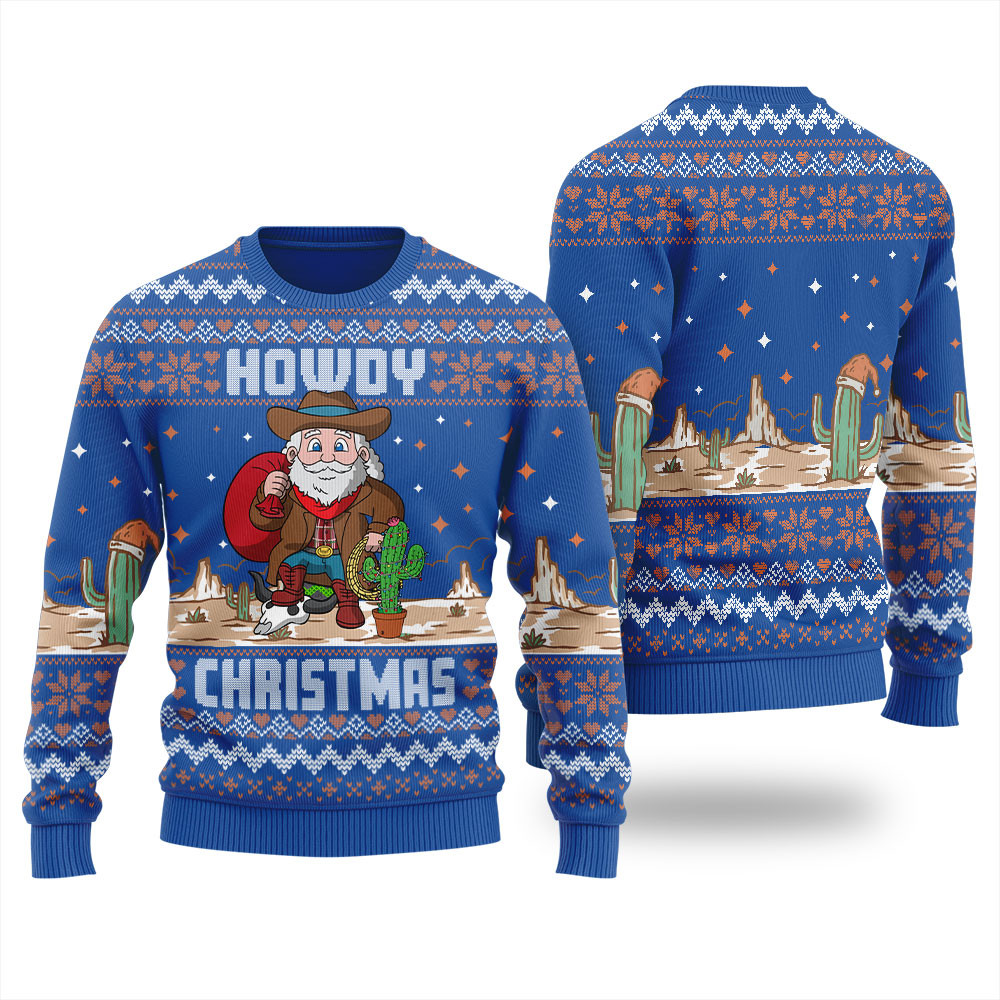 Cowboy Santa Ugly Christmas Sweater For Women Unique Holiday Sweater Gift Idea for Loved Ones