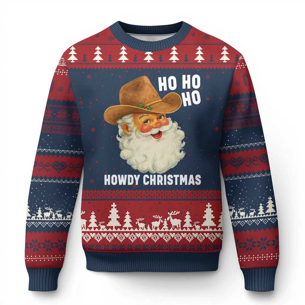 Cowboy Santa Ugly Christmas Sweater Ho Ho Ho Howdy Xmas Clothing Gift For Him