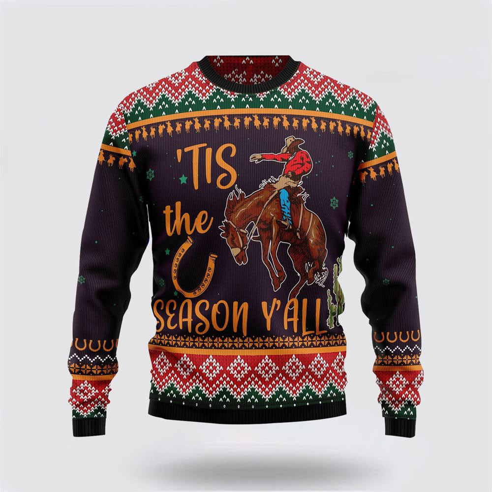 Cowboy Season Christmas Pattern Funny Christmas Sweater Christmas Gifts For Husband