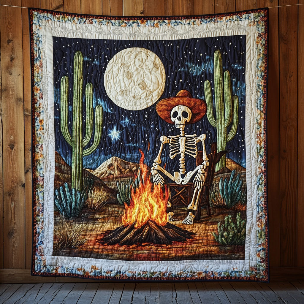 Cowboy Skeleton Spirit Quilted Blanket Christmas Blanket Gifts For Cowboy Husband