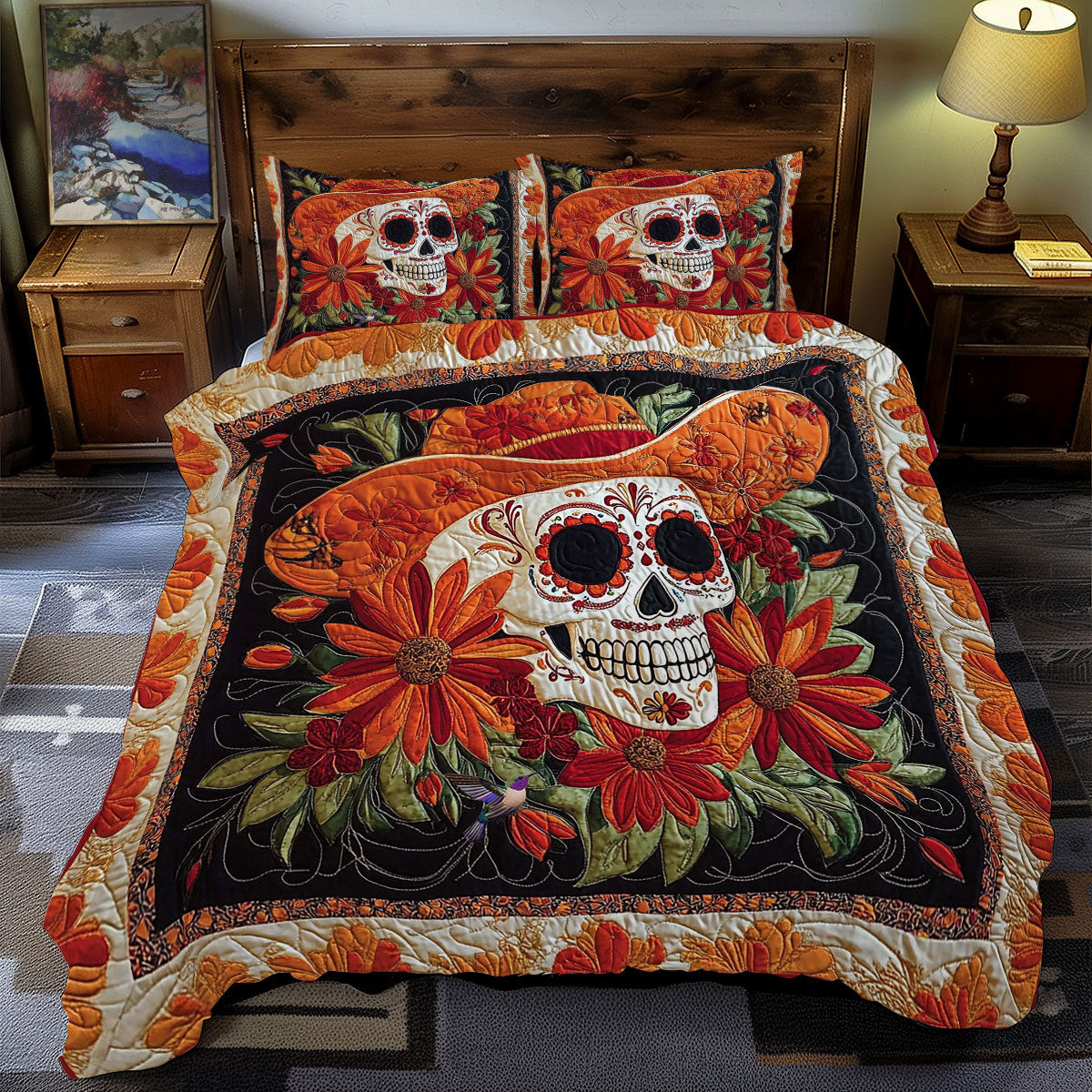 Cowboy Skull Bedding Set Perfect Halloween Decoration Gift For Friends and Family