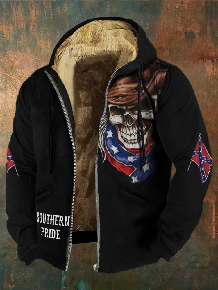 Cowboy Skull Old Dixie Zip Hoodie Retro Southern Pride Merch Gifts For Him Cowboy Skull Old Dixie Zip Hoodie Retro Southern Pride Merch Gifts For Him
