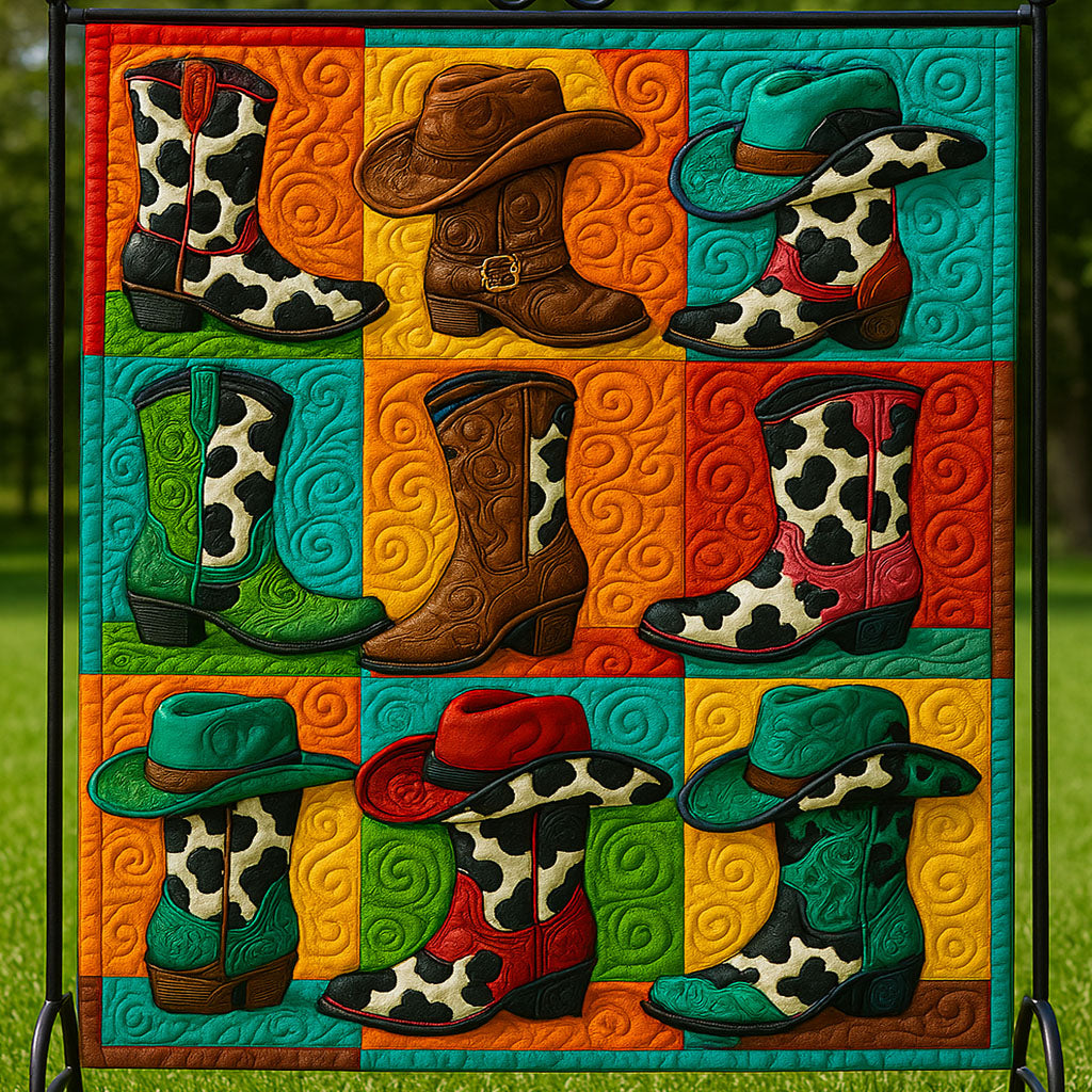 Cowboy Style Boots Quilted Blanket Cute Bedroom Decor Cowboy Christmas Presents