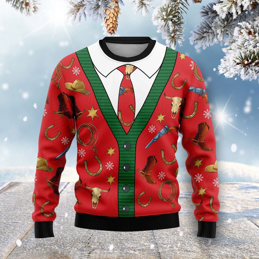 Cowboy Ugly Christmas Sweater Gift For Christmas