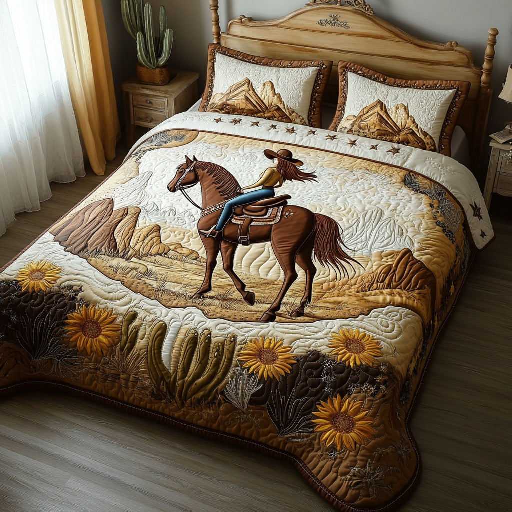 Cowgirl Charm Quilted Bedding Set Best Bed Sheet Set Gifts For The Horse Lover Woman