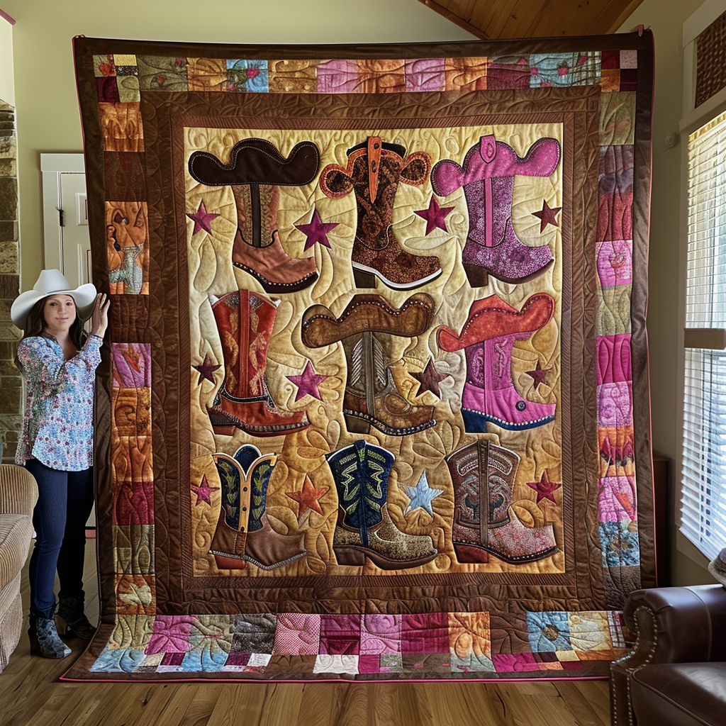 Cowgirl Charm Quilted Blanket Presents For Cow Lovers