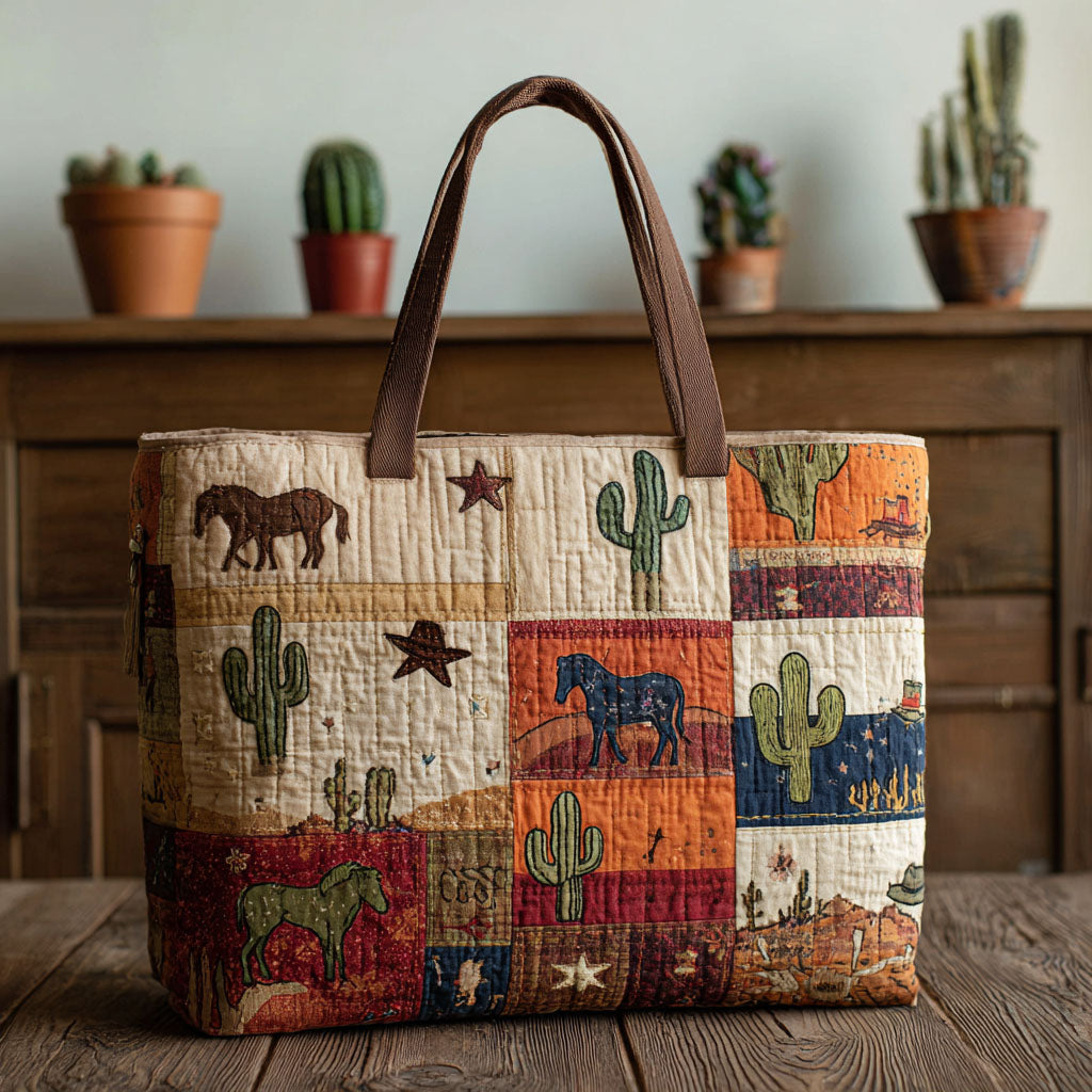 Cowhide Patch Quilted Tote Bag Retirement Gifts For Horse Lovers