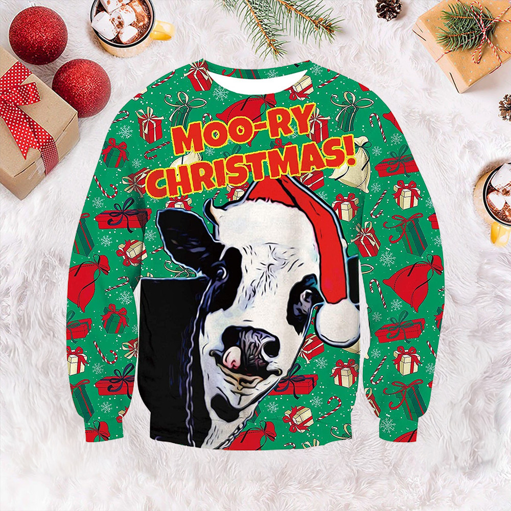 Cows Ugly Christmas Sweater Moo Ry Christmas Sweater Gifts For Cow Lovers