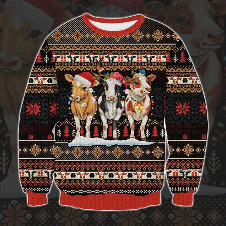 Cows Ugly Christmas Sweater Snowflake Cozy Winter Clothes Gift Ideas For Cow Lovers