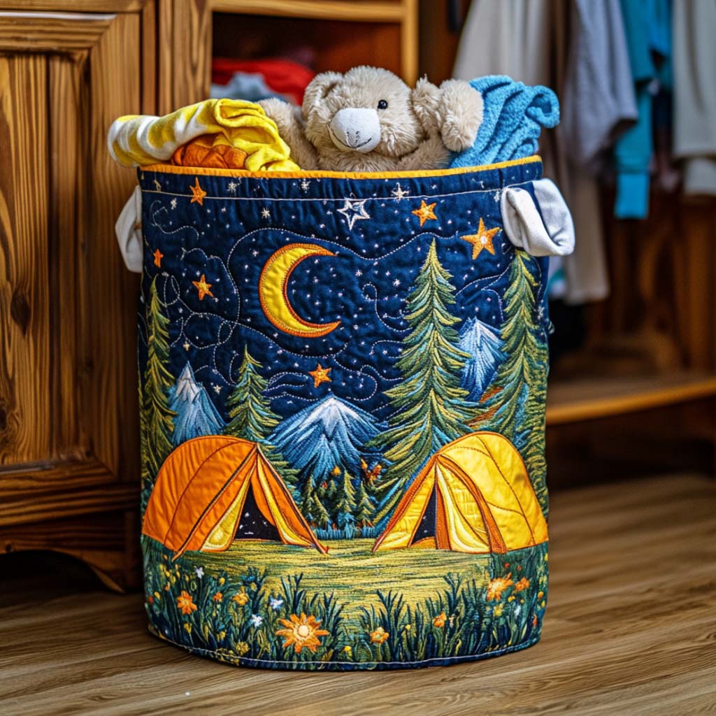 Cozy Adventure Quilted Laundry Basket Birthday Merch Gift