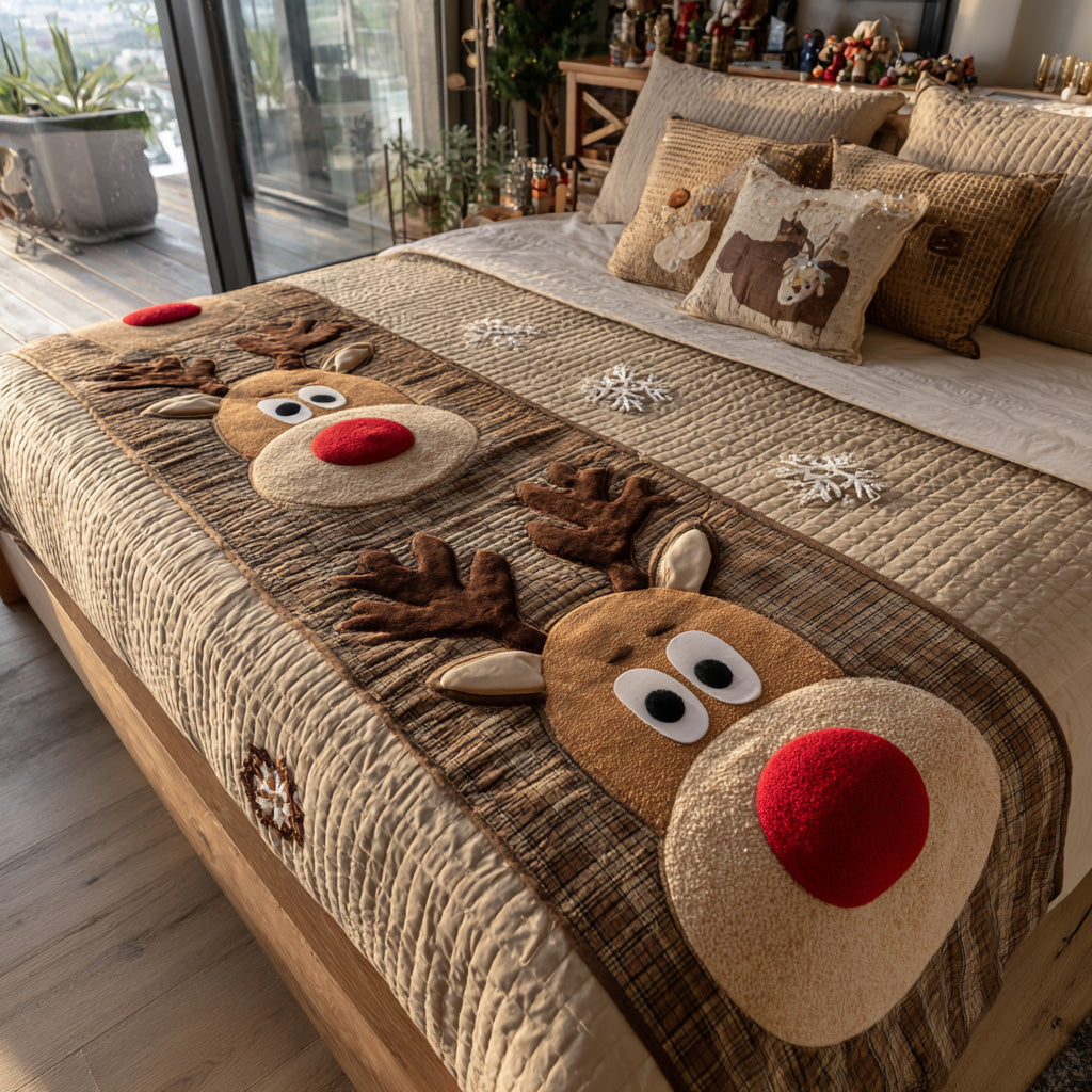 Cozy Antlers Quilted Bed Runner Christmas Bed Decor Christmas Ideas 2025