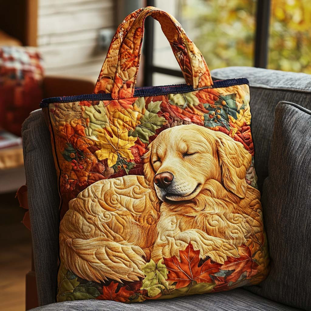 Cozy Autumn Pup Quilted Tote Bag Best Presents For Dog