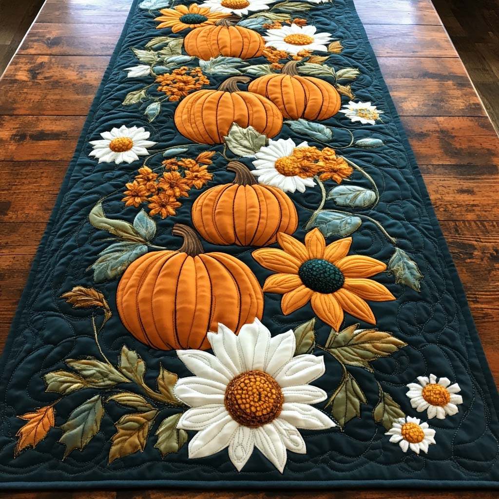 Cozy Autumn Trail Quilted Table Runner Autumn Table Runner Best Friend Gift Ideas