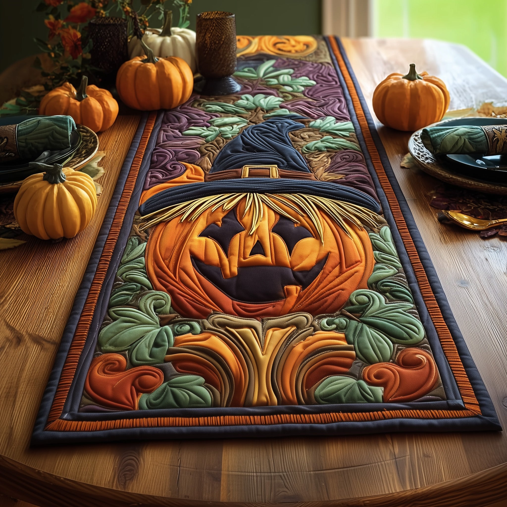 Cozy Autumn Welcome Quilted Table Runner Winter Holiday Table Runner Decor