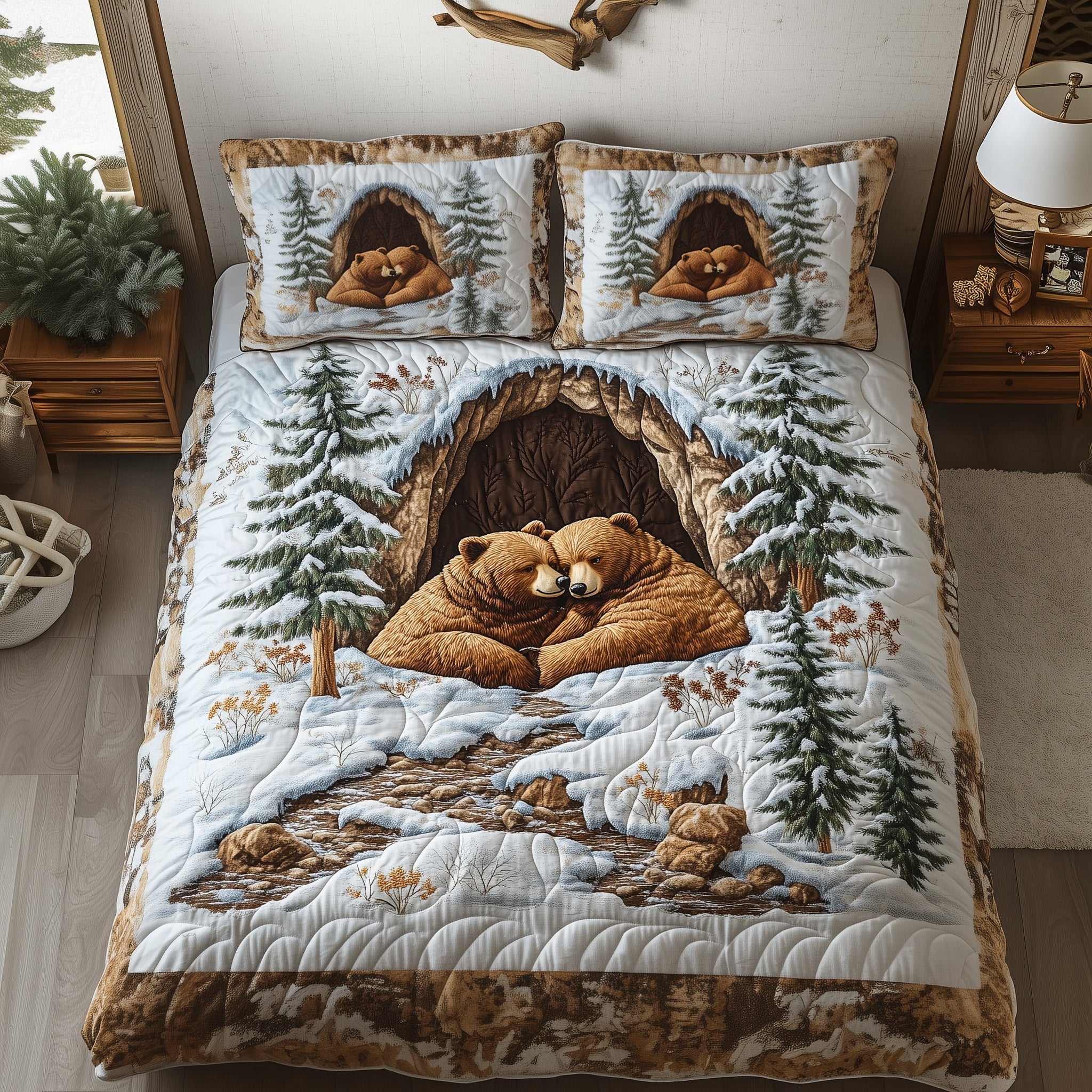 Cozy Bear Retreat Duvet Cover Set Merch For Dad