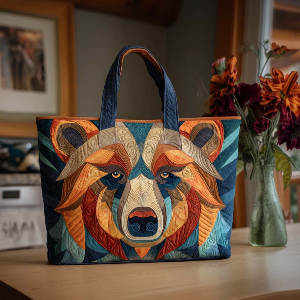 Cozy Bear Trek Quilted Tote Bag Unique Gifts For Bear Lovers