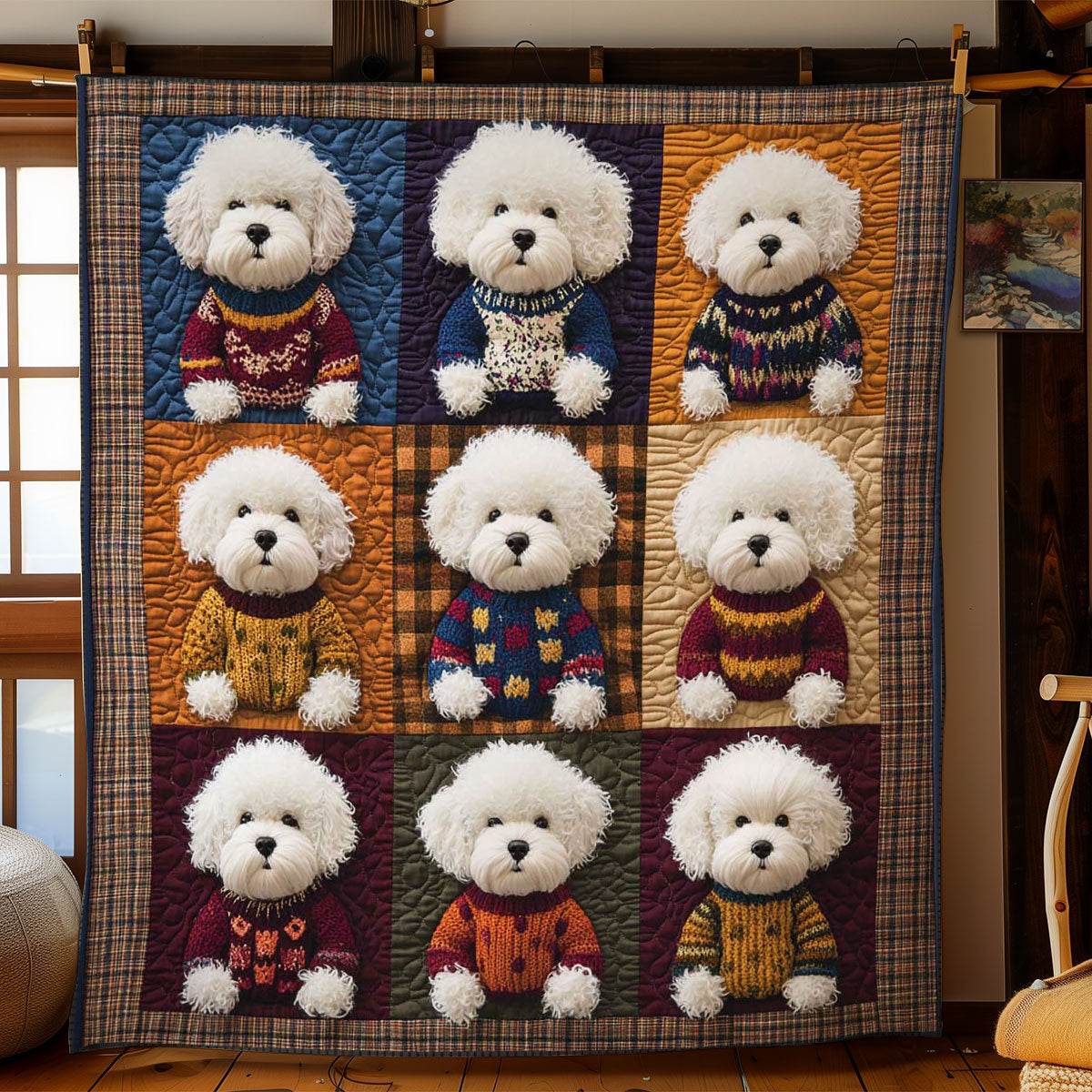 Cozy Bichon Frise Quilt Blanket King Blanket Best Luxury Gifts For Women