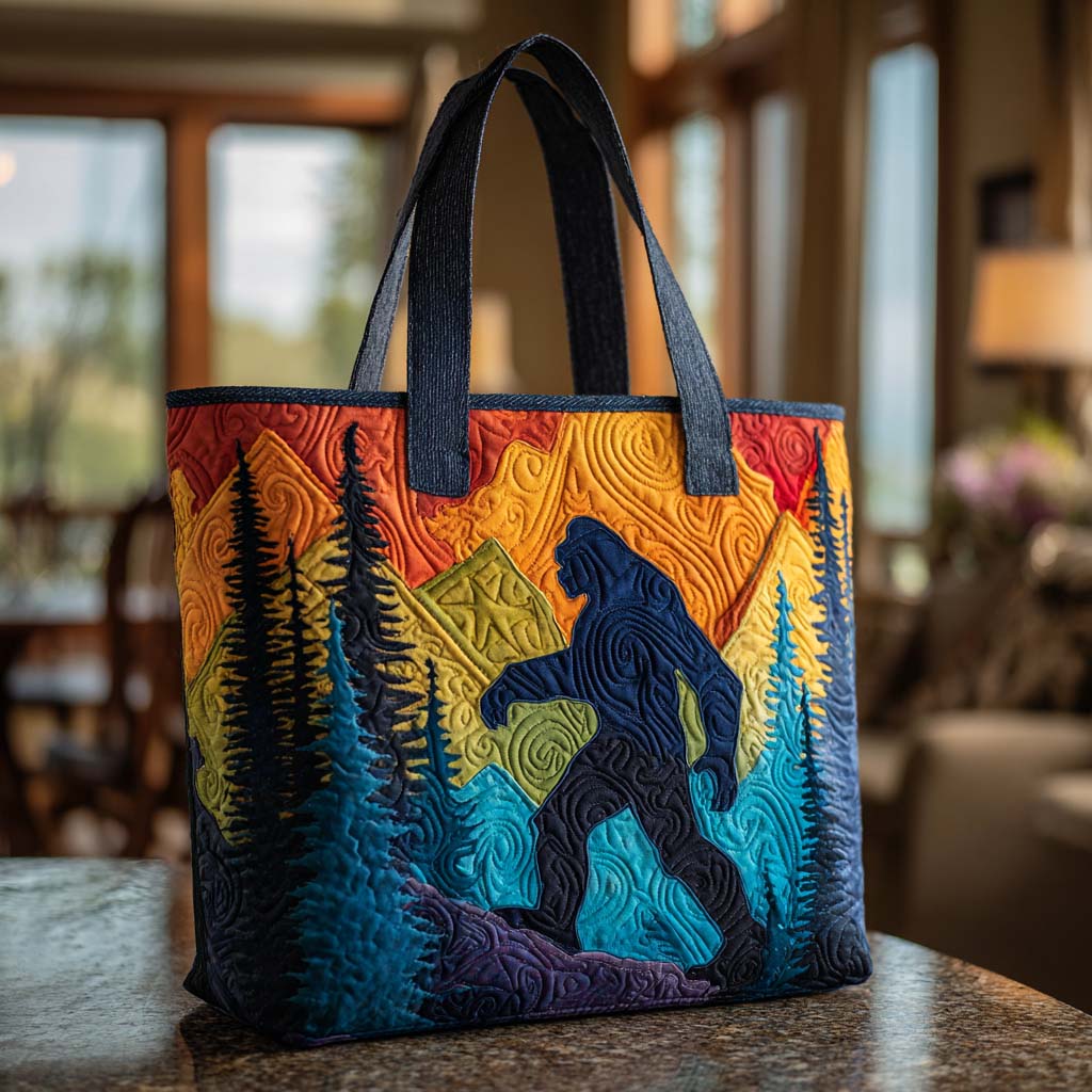 Cozy Bigfoot Vibes Quilted Tote Bag Bigfoot Themed Gifts