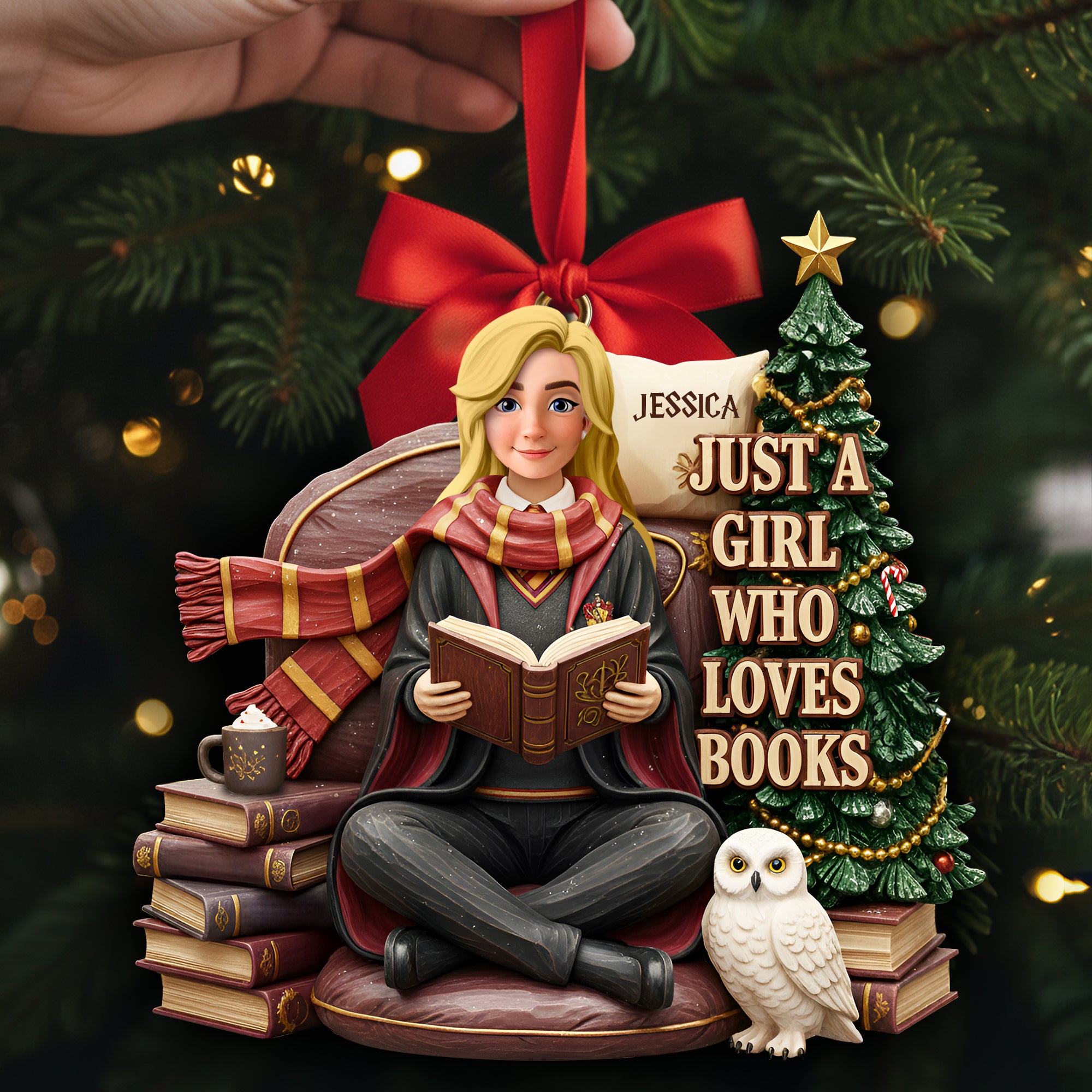 Cozy Book Corner Ornament - Personalized Gifts For Book Lovers - Holiday Tree Decoration Gift