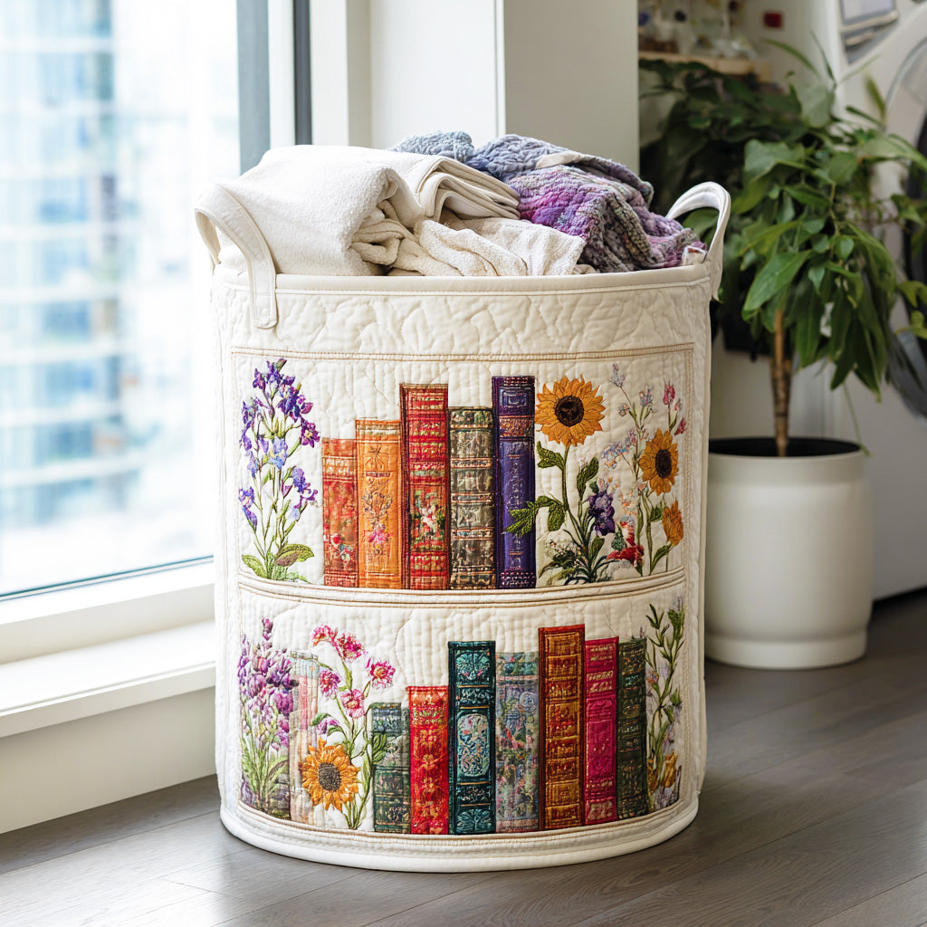 Cozy Book Haven Quilted Laundry Basket Graduation Merch Gift