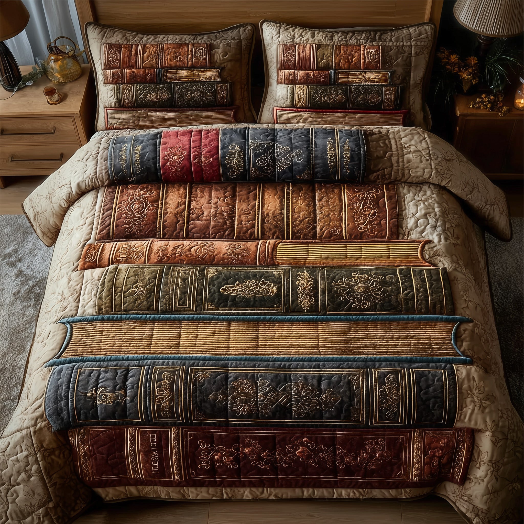 Cozy Book Quilted Bedding Set Breathable
