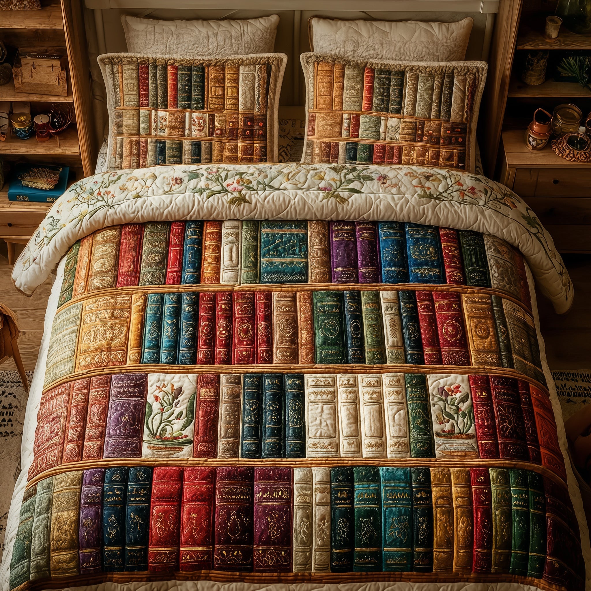 Cozy Book Quilted Bedding Set Duvet Cover Bedspread Best Book Lovers Gifts For Dad