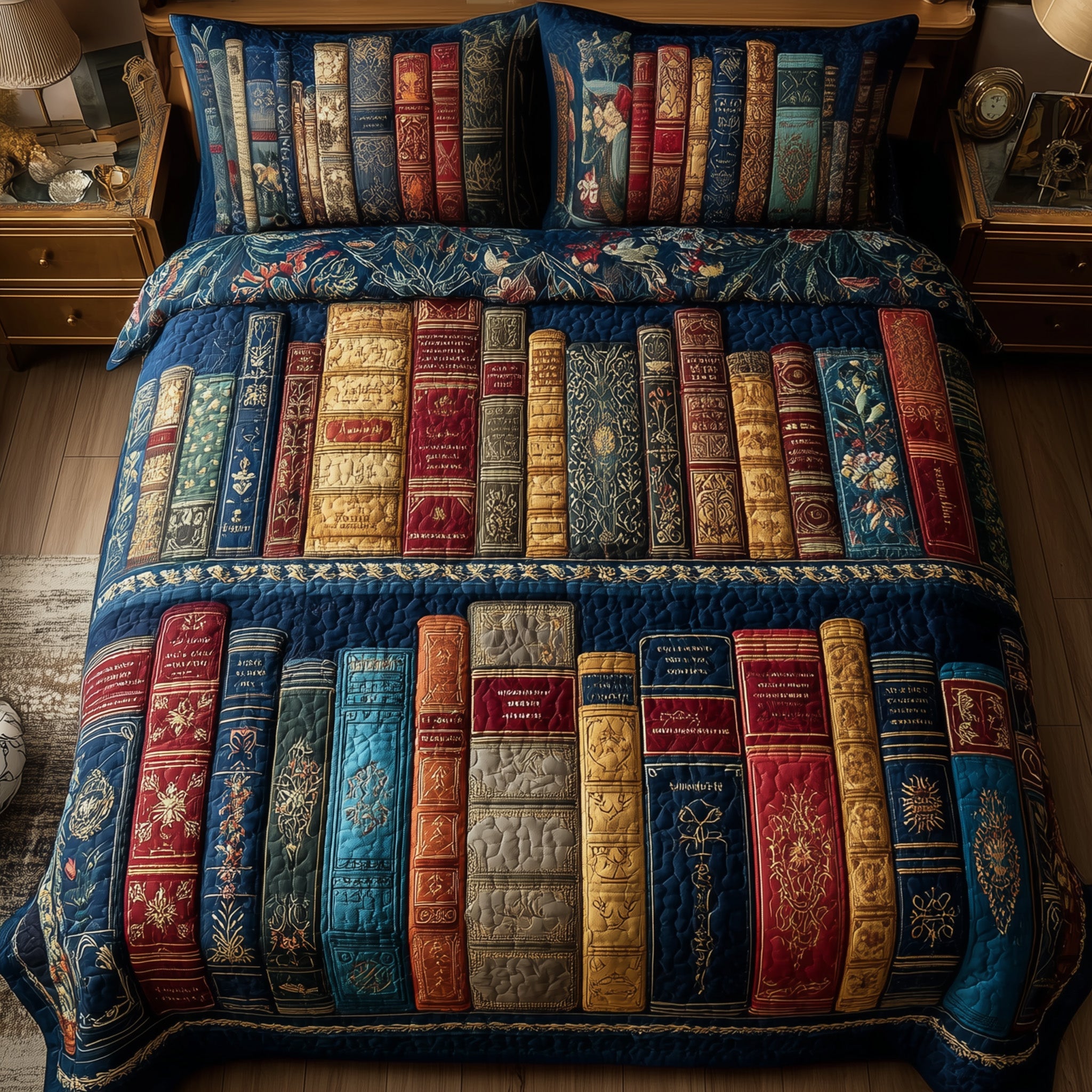 Cozy Book Quilted Bedding Set Duvet Cover Bedspread Book Themed Gifts For Husband