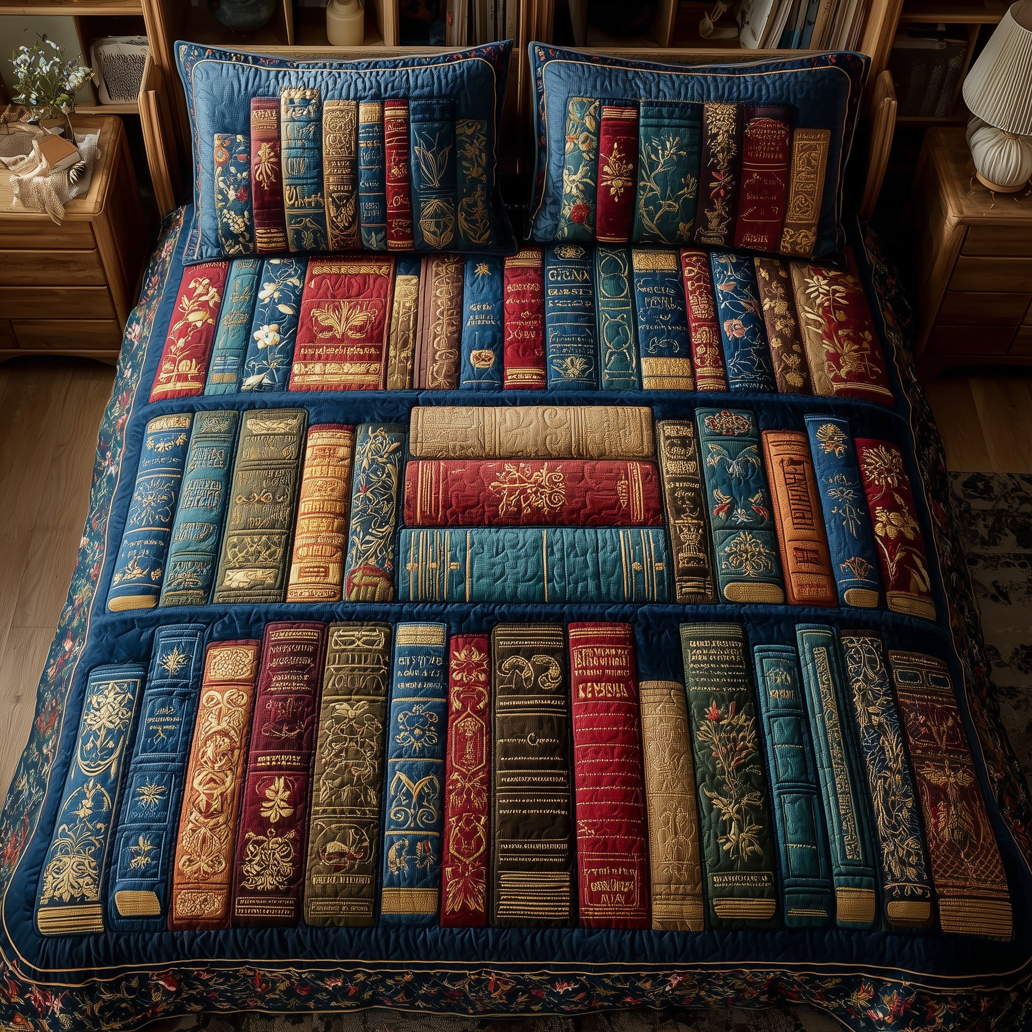 Cozy Book Quilted Bedding Set Machine Washable