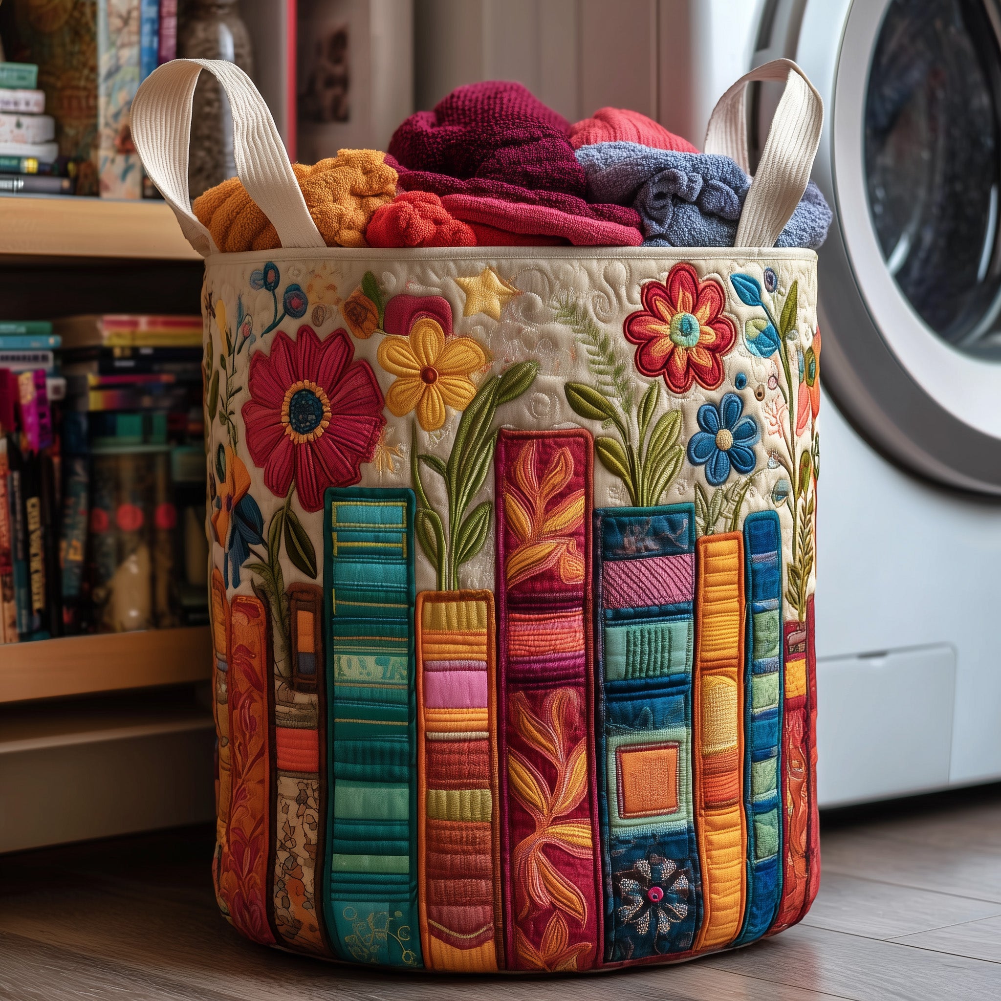 Cozy Book Quilted Laundry Basket Merch For Home And Living