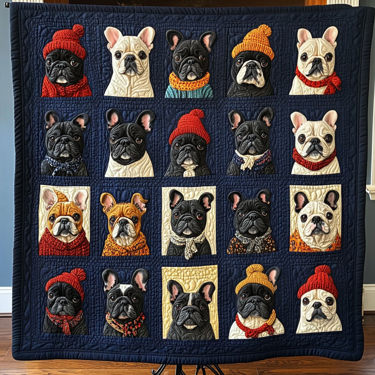 Cozy Bulldog Wonderland Quilted Blanket Gifts For Frenchie Lovers