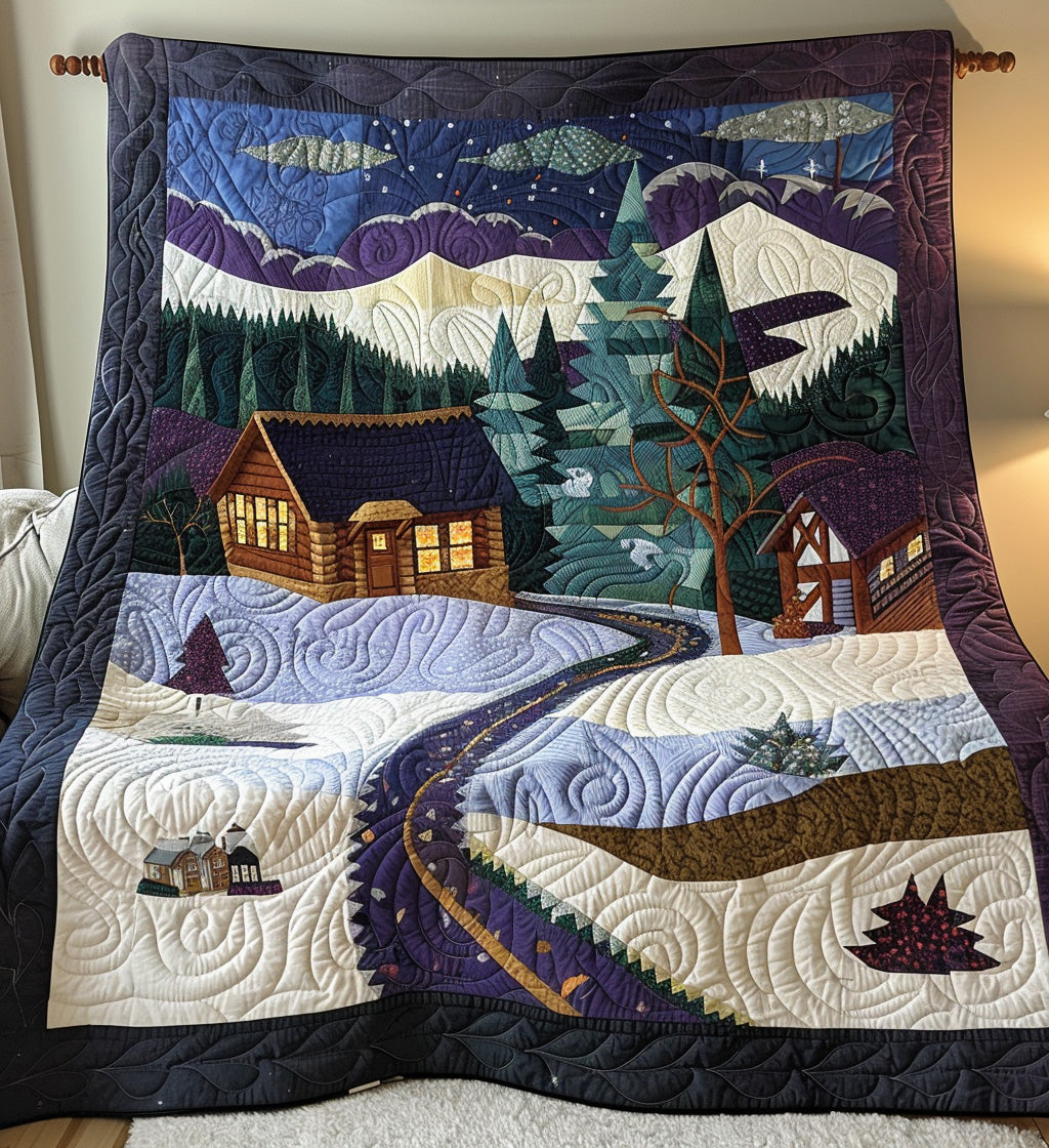 Cozy Cabin Christmas Quilted Blanket Christmas Gifts For Grandparents