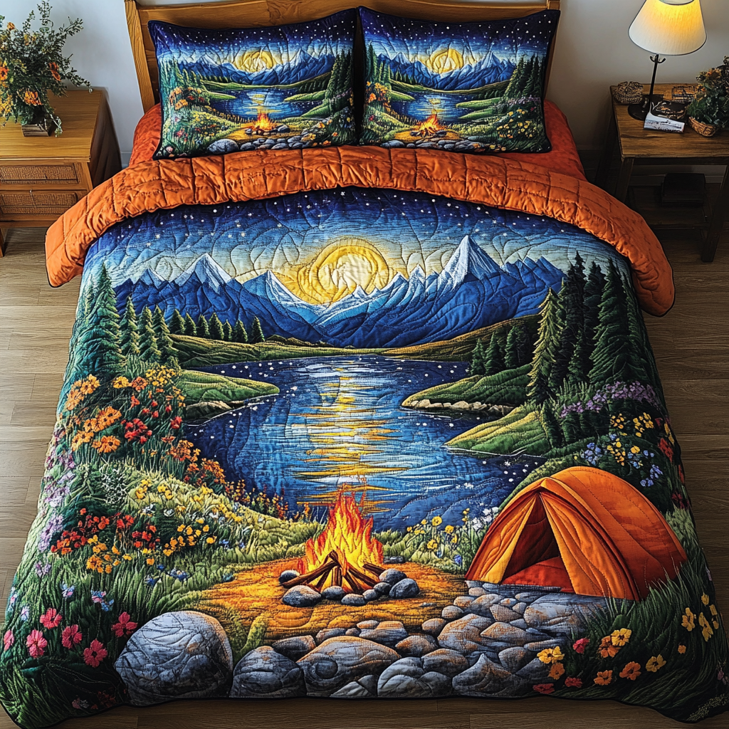 Cozy Camp Quilted Bedding Set Bedroom Decor Ideas Gifts For Camping Lovers