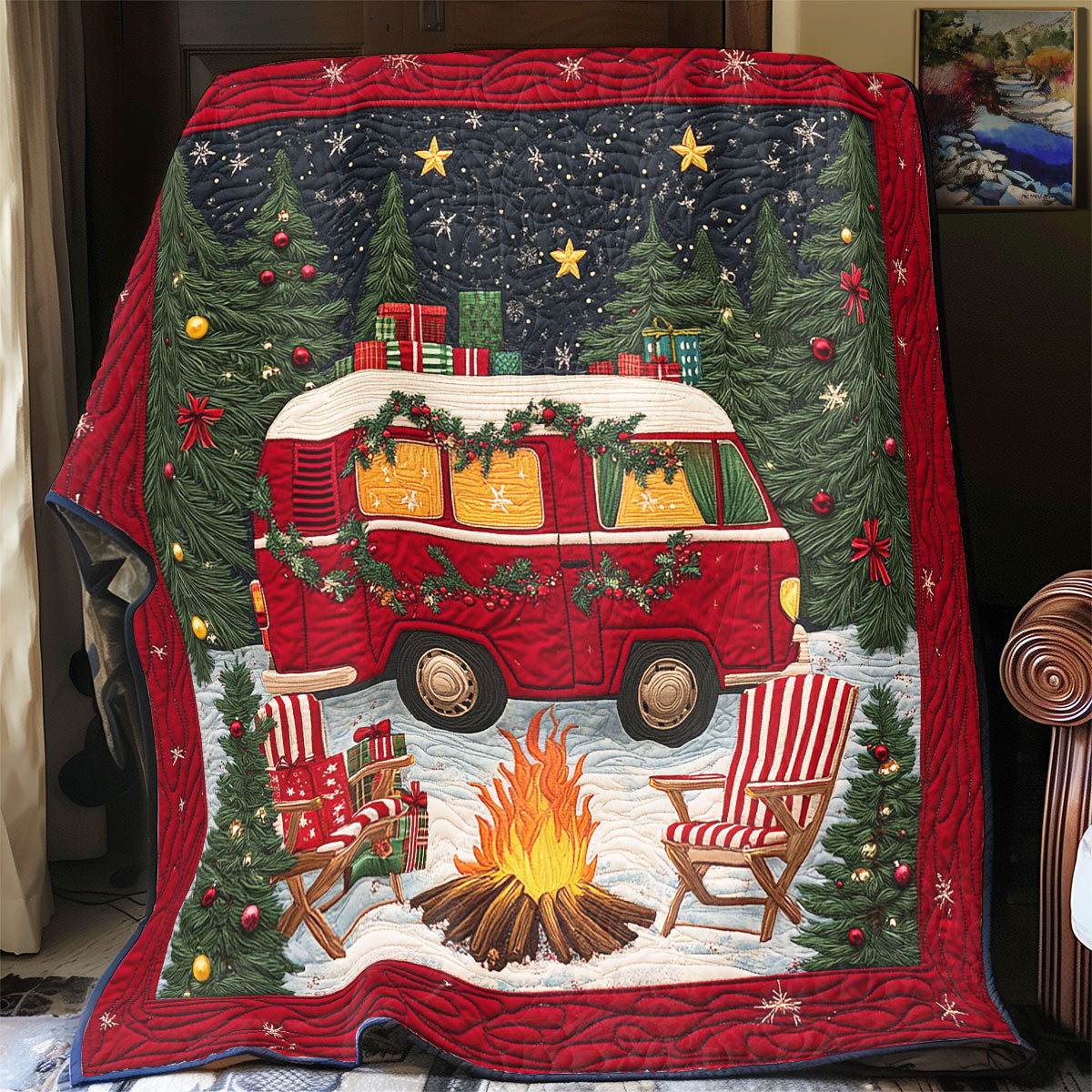 Cozy Camper Quilt Blanket Winter Blanket Christmas Gifts For Newlyweds